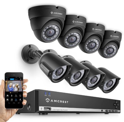 Amcrest AMDV960H8-4B4D 960H 8CH Video Security System with 1TB HD DVR 4 Bullets 4 Domes 7 Items