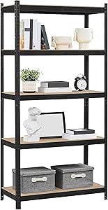 Yaheetech Standing Shelf Units, 5 Tier Storage Shelf, Heavy Duty Shelving, Adjustable Garage Shelves, Utility Rack Shelf Unit, Basement Warehouse Shed, 35.5" Wx 16" D x 71" H - Black