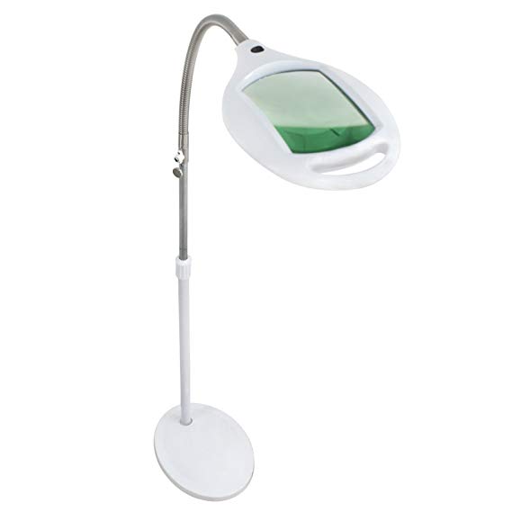 ZENY 42 LED Illuminated Magnifying Floor Lamp Light Super Bright Magnifier Lighted Glass Lens - Height Adjustable Gooseneck Energy-Saver - for Reading Task Craft Lighting