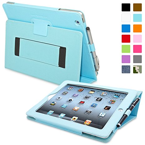 Snugg Leather Kick Stand Case for Apple iPad 2 - Baby blue