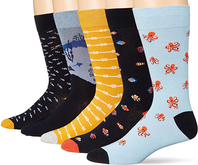 Amazon Brand - Goodthreads Men's 5-Pack Patterned Socks