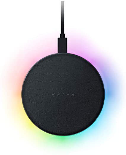 Razer Chroma Charging Pad 10W Fast Wireless Charger -Wireless Charger with Chroma RGB (Fast Wireless Charging, Chroma RGB, Soft Touch Rubber Top) Black