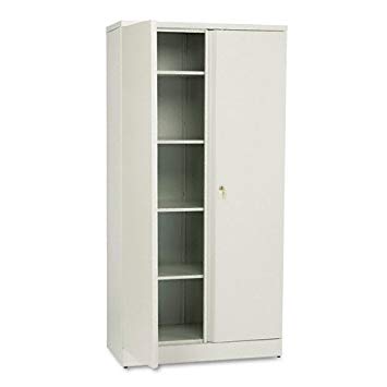 HON Metal Storage Cabinet , 5 Shelves , 36"W x 18"D x 72"H , Light Gray Finish