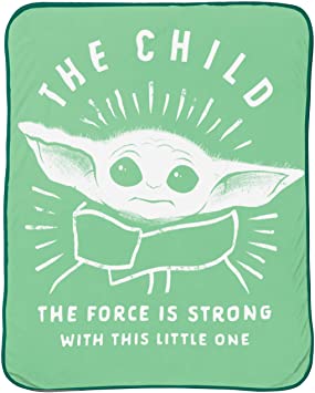 Jay Franco Star Wars The Mandalorian The Force is Strong Throw - Measures 46 x 60 inches, Kids Bedding Features The Child Baby Yoda - Fade Resistant Super Soft Fleece (Official Star Wars Product)