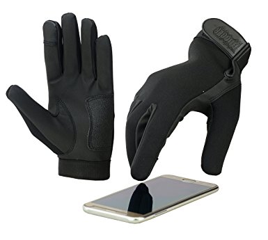 NEW Touch Screen Police Motorcycle Gloves with Water Resistant Neoprene Outer Shell Synthetic Leather Palm