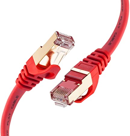 Cat 7 Ethernet Cable 12 ft Red, SNANSHI Cat7 Flat Ethernet Patch Cables - Internet Cable Shielded RJ45 Connectors Compatible with Switch/Router/Modem/Patch Panel