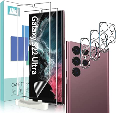 [2 3 Pack] WRJ 2 Pack TPU Screen Protector   3 Pack Camera Lens Protector for Samsung Galaxy S22 Ultra 5G,HD Flexible TPU Film Case Friendly Full Coverage Bubble Free Protector
