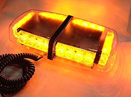 Lumcrissy Amber Strobe Lights for trucks,With 24 Big High Intensity LED 7 Flash Patterns Emergency Security Hazard Warning LED with Magnetic Base For Car Truck Escort Safety(Amber)
