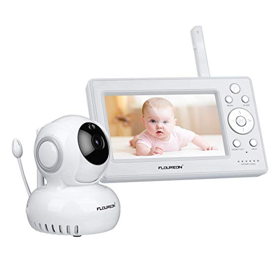 FLOUREON Video Baby Monitor with Camera, 720P Wireless Audio Pan/Tilt 5” HD LCD Screen, Invisible IR up to 1000ft Long Range, Crying Detection, Night Vision, 2-Way Audio, Temperature Alert, Lullaby