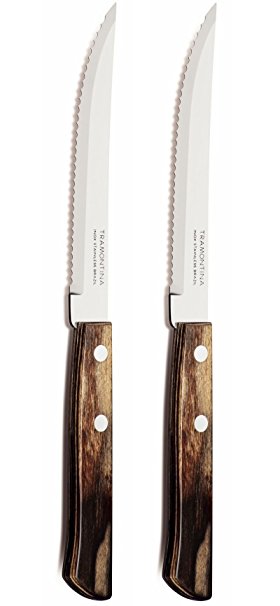 Tramontina Churrasco Set of 2 Steak Knives, Brown