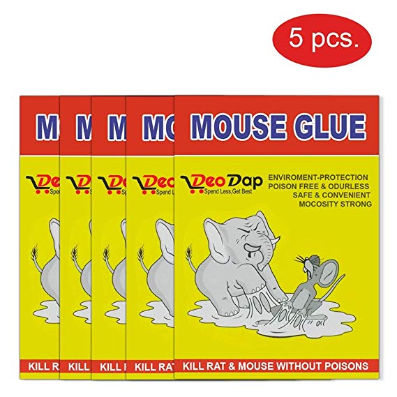 DeoDap Non-Toxic Odourless Adhesive Sticky Glue Rat Trap Pad - Set of 5