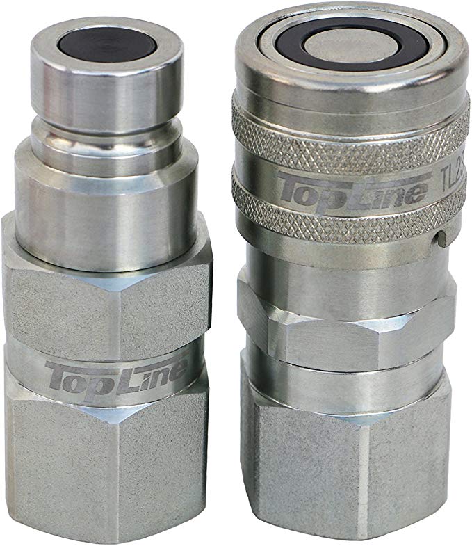 TL23NC 1/2" NPT Flat Face Quick Connect Hydraulic Couplers set 1/2" body size for Bobcat Skid Steer Loaders
