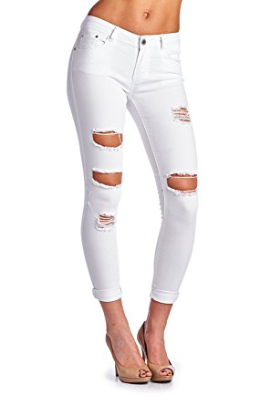 ICONICC Womens Mutistyles/Multicolor Denim and Cotton Destroyed/Ripped Skinny Jean