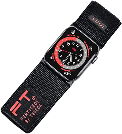 Tefeca Fortitude Adjustable Black Nylon Band for Apple Watch