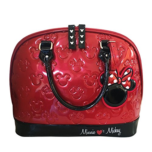 Mickey and Minnie Red and Black Patent Embossed Bag Standard