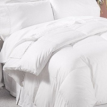 1200 Thread Count 100% Egyptian Cotton Baffle Box All Year Goose Down Comforter, White, Queen, 750 FP, 50 oz