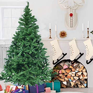 Herron Christmas Tree 6' Artificial Premium Spruce Hinged Xmas Tree with Metal Stand for Indoors&Outdoors