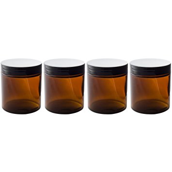 Amber Glass Straight Sided Jar - 4 oz (4 Pack)