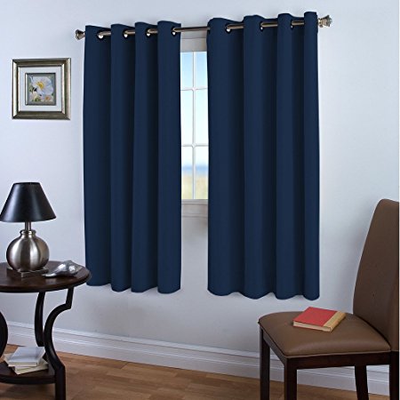 Blackout Room Darkening Solid Curtains, Dutch Blue, Thermal Insulated Grommet Curtains for Bedroom, 52" W x 63" L (Set of 2 Panels), sold by TURQUOIZE