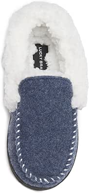 Lucky Brand Boy's Faux Wool A-line House Shoes for Kids, Memory Foam Slippers