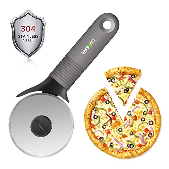 Pizza Cutter Wheel LUXEAR Stainless Steel Pizza Wheel Dishwasher Safe Super Sharp Pizza Slicer with Non Slip Handle and Protective Cover, Ideal For Pizza Pies Waffles and Dough Cookies, Easy to Clean.