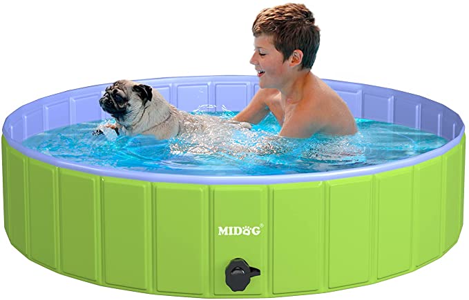 MIDOG Dog Pools for Large Dogs 47 x 12 Inch Kid Pools for Backyard Foldable Swimming Pool for Dogs Portable Kiddie Pool Collapsible Hard Plastic Pool for Dogs Kids and Cats