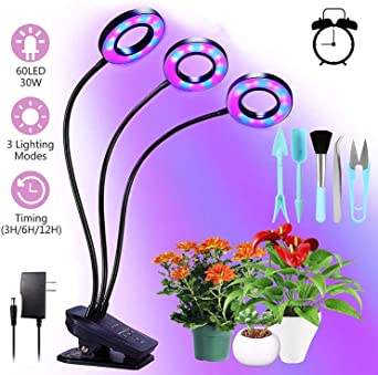 IMAGE Powerful 30W Grow Lights for Indoor Plants Adjustable Multi-Color with Auto Timer 3/6/12 H Lamp for Plants with Planting Tool Kit for Gardening, seedlings, Succulents,Vegetable