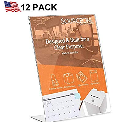 Source One 5 x 7 Inches Sign Holder, Slant Back Clear AD Frame (12 Pack)