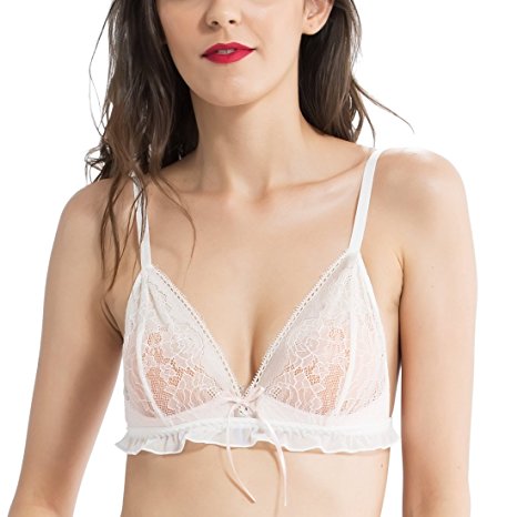 Wink Gal Women's Stylish Triangle Lace Bralette with Cami Straps