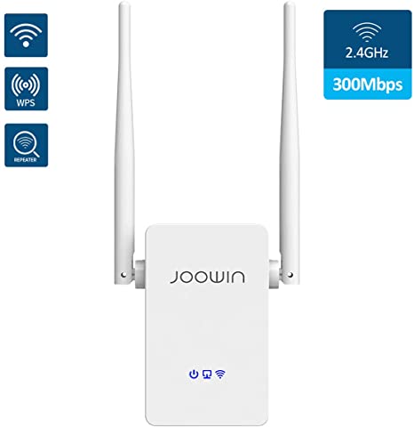 WiFi Range Extender, JOOWIN 300Mbps WiFi Range Extender Signal Booster 2.4GHz Wireless Repeater with External Antennas, Router/Repeater/Access Point Mode, WPS