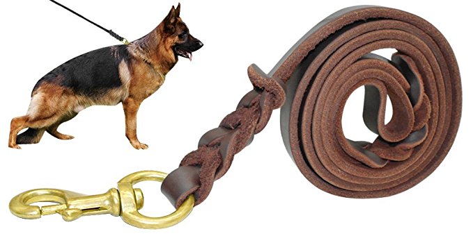 Beirui Leather Dog Leash - Training & Walking Braided Dog Leash - 3.6/4/5/6.5/8.5 Foot - Latigo Leather