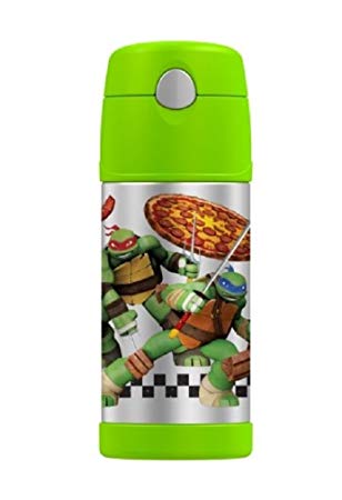 GENUINE THERMOS BRAND FUNTAINER Vacuum Insulated Straw Bottle, 12-Ounce, Lime, Teenage Mutant Ninja Turtles