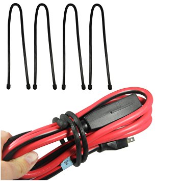Twist Ties For Organizing Your Gear (4-Pk 18 Inch Ties - Extra Thick Diameter). Strong & Sturdy. For Organizing, Bundling, Securing Your Medium-To-Large Appliances like Jumper & Extension Cables, Power Tool Cords, Ropes, Hoses, Yoga Mat's, Etc. Use at Home, Office, Garage, Solve Your Disorganized Messes With a Simple Wrap And Twist Motion. A Must For Camping & Backpack Gear. Organize Your Indoor, Outdoor, Sports, Automobile & Boat Accessories With Bendable, Reusable Tie Downs 100% Lifetime Satisfaction Guarantee! (Black)