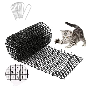 Cat Scat Mat with Spikes,Animal Cat Deterrents 200cm x 30cm Anti Cat Dog Animal Mat Spikes Repellent Deterrents with 8 pcs Garden Pegs Stakes for Outdoor Gardens