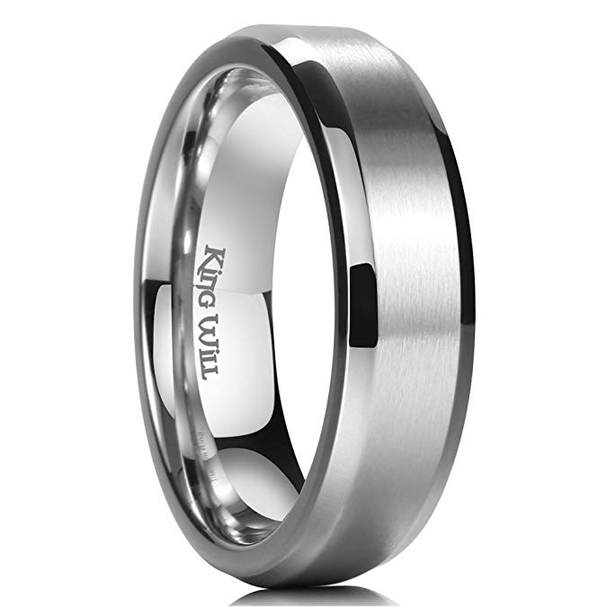King Will Basic 3mm 5mm 6mm 7mm 8mm 9mm Titanium Ring Matte Finished Wedding Band Comfort Fit Beveled Edge
