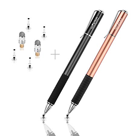 Mixoo Capacitive Stylus Pen,Disc Tip & Fiber Tip 2in1 Series, High Sensitivity & Precision styli Pens, Universal for ipad,iPhone, Tablet, Other Touch Screens Devices (Rose Gold/Black)