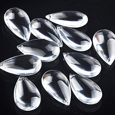 H&D Teardrop Chandelier Crystal Pendants Prisms Parts Beads Clear Pack of 20