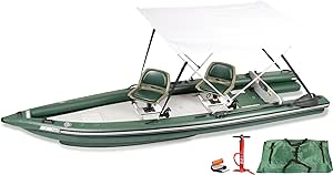 Sea Eagle FSK16 FishSkiff Inflatable 16', High Pressure, All-Drop-Stitch, 1-3 Person Frameless Fishing Boat w/Rigid 6” External Keel - Portable, Storable, and Transportable