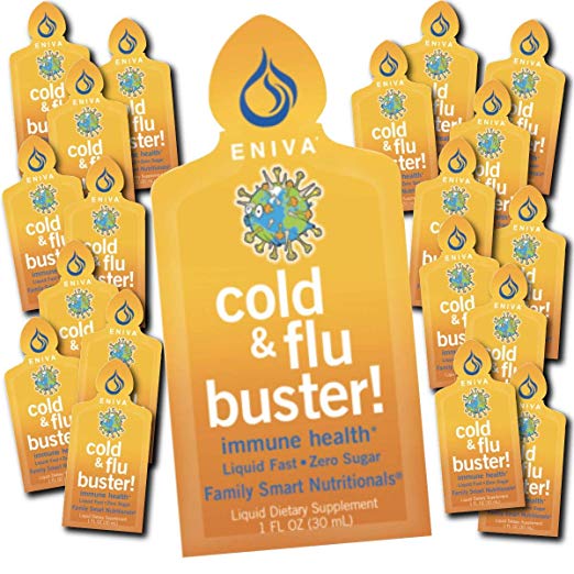 Cold and Flu Buster Immune Formula with Elderberry, Echinacea, Vitamin C, Minerals, Herbs, Chamomile, Oregano, Aronia Box of 20 Packets