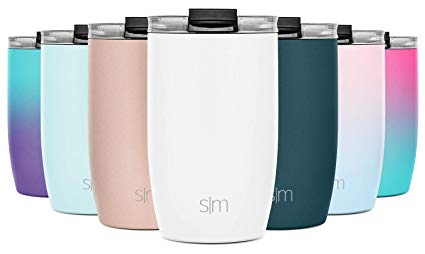 Simple Modern 12oz Voyager Travel Mug Tumbler w/Clear Flip Lid & Straw - Coffee Cup Kids Vacuum Insulated Flask 18/8 Stainless Steel Hydro -Winter White