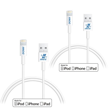 iXCC Element Series 1ft Apple MFi Certified Lightning 8pin to USB Charge and Sync Cable for iPhone SE/5/6/6s/Plus/iPad Mini/Air/Pro - 2pc White