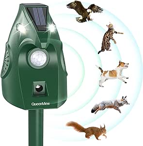 Animal Deterrent, Ultrasonic Pest Repeller, Solar Powered Animal Repeller, Cat Repellent,Squirrel Repellent,Skunk Deterrent with Motion Sensor,18kHz