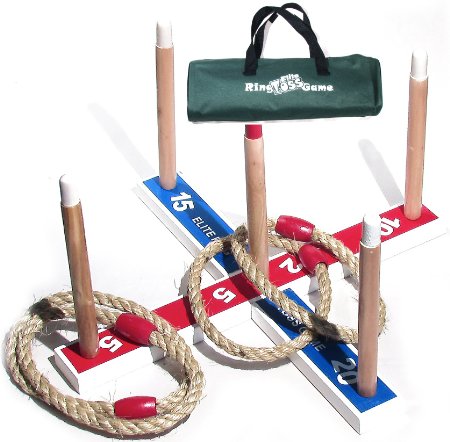 Elite Ring Toss Game - Children's or Family Outdoor Quoits Game - Compact Carry Bag Included