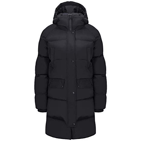 Camel Women Puffer Long Coat Thickened Hooded Down Jacket Windproof Parkas for Outdoor Winter