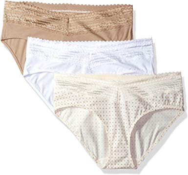 Warner's Women's Blissful Benefits No Muffin Top 3 Pack Lace Hipster Panties