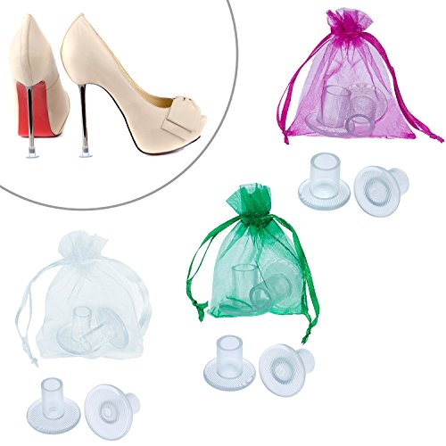 Mtlee 6 Pairs High Heel Protectors Heel Stoppers, Small/ Middle/ Large (Transparent)