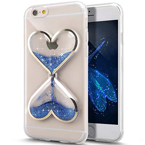 Urberry Iphone 4/4S Case, Shinning Liquid Sparkle Love Heart Case, Creative Design Flowing Liquid Floating Luxury Bling Glitter Sparkle Hard Case for iPhone 4s/4 with a Screen Protector
