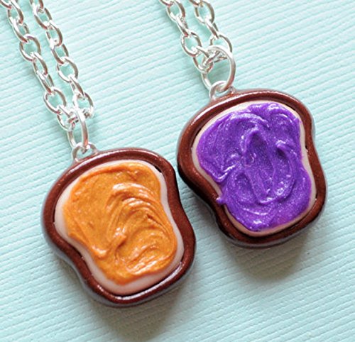 Realistic Peanut Butter and Jelly Best Friend Necklaces Polymer Clay Food Miniatures Friendship Jewelry