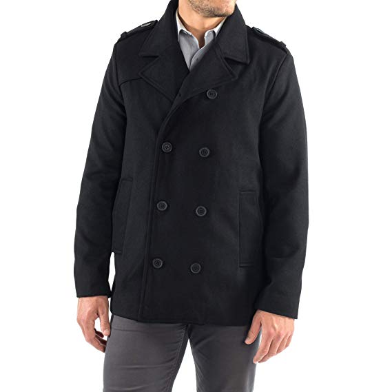 alpine swiss Jake Mens Wool Pea Coat Double Breasted Jacket