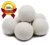 EcoJeannie WB0006 - 6 Pack Wool Dryer Balls - XL Eco-Friendly Natural Unscented Fabric Softener Static Guard - Handmade in Nepal